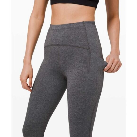 LULULEMON Swift Speed High-Rise Crop 21" Size 4 Heathered Black - Picture 3 of 8